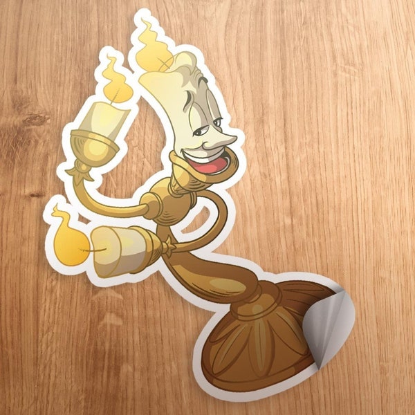 Lumiere the Candlestick Butler Magic Beauty and the Beast 3" Die-Cut Glossy Vinyl Sticker