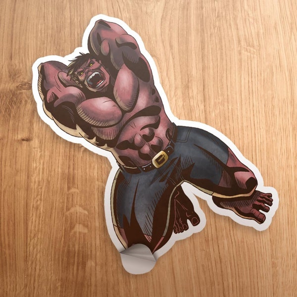 Red Hulk General Thunderbolt Ross Anti-Hero Comic Book Villain 3" Die-Cut Glossy Vinyl Sticker