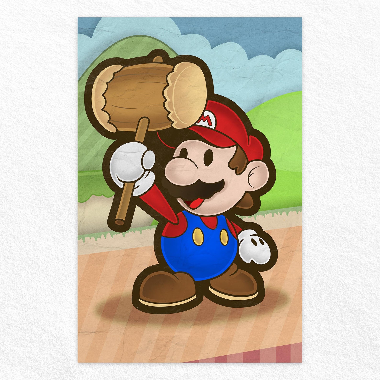 Super Mario Using His Hammer in Nintendo Paper Mario Video | Etsy