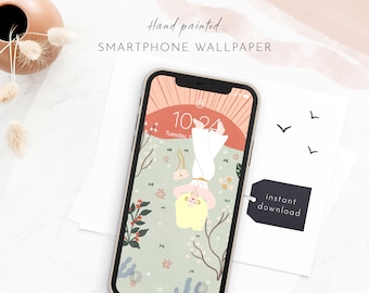 Woman nature iPhone Wallpaper, smartphone Wallpaper, phone background, Mobile Phone Wallpaper, illustrated background,Lockscreen wallpaper