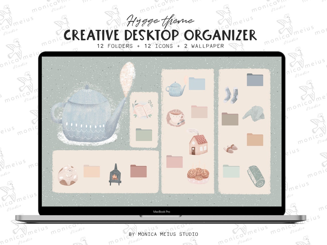 Hygge Desktop Wallpaper Organizer, MacBook Folder Icons, Mac Windows