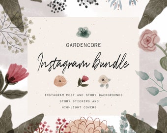 Gardencore instagram post and story backrounds botanical instagram highlight icons story stickers blank insta backgrounds social media kit