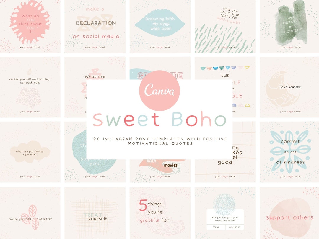 Boho Instagram Post Templates | Instagram Quotes | IG Templates | Canva ...