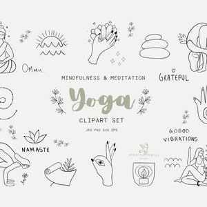 Yoga Clip Art | Meditation SVG minimal line art set | Canva Compatible | Instagram Story highlight icons | Yoga studio graphics | Yoga brand