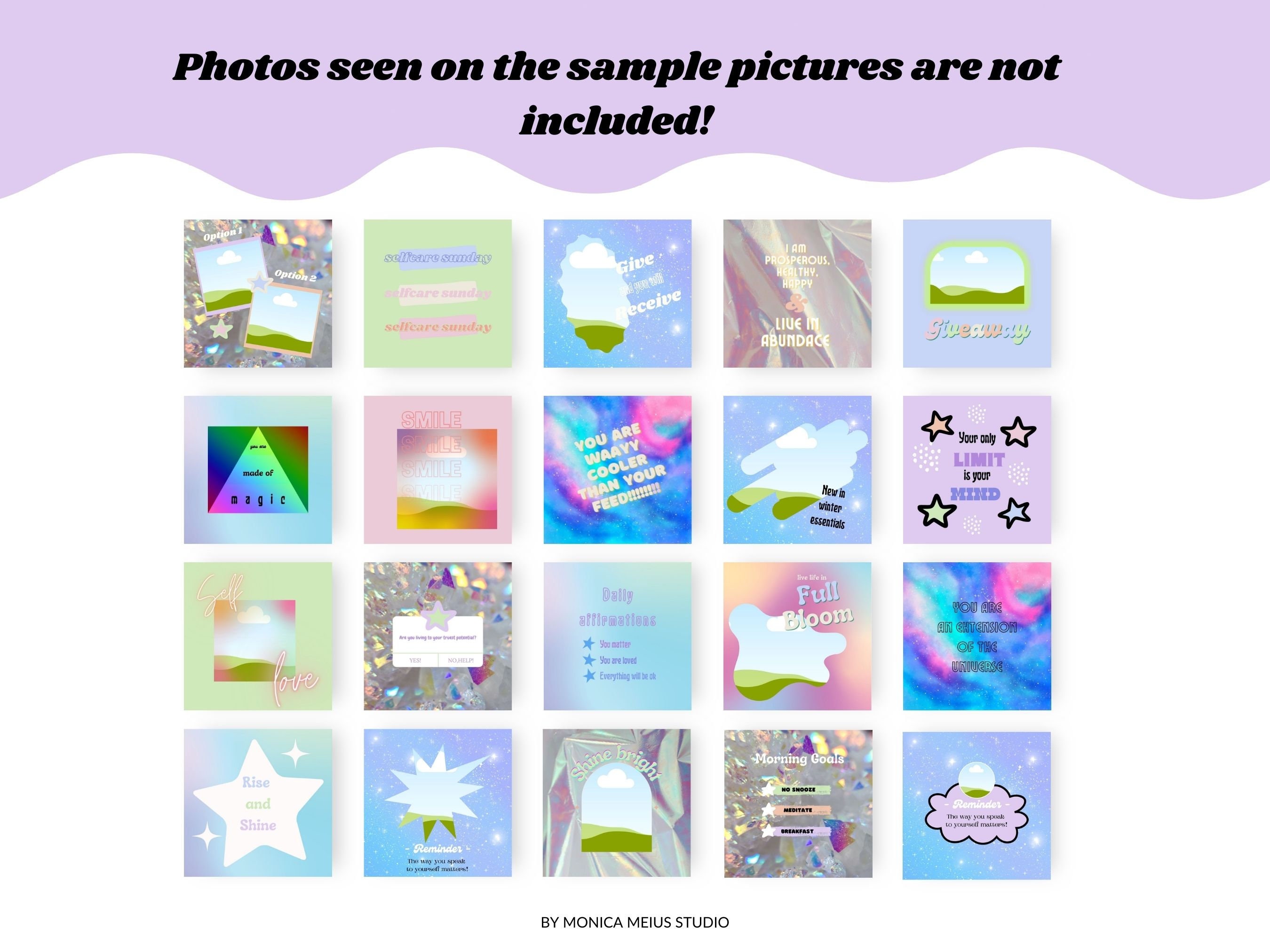 Instagram Post Templates Canva Holographic Instagram - Etsy