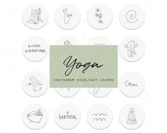 Instagram Story Highlight Icons, Boho Yoga illustrations, png clip art, Meditation wellness social media icons, minimal hand drawn icons