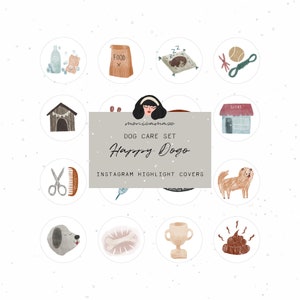 Hund Instagram Story Highlight Covers handgezeichnetes Haustier Highlights Social Media Icons Hund Icons