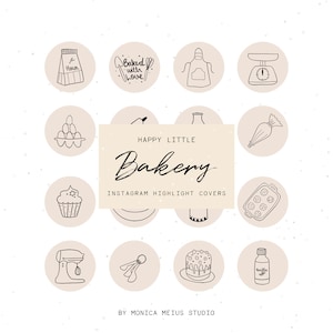 Instagram Story Highlight Icons - Baking Covers, hand drawn bakery illustrations, minimalist icons, Social Media Icons, Blog Branding Kit