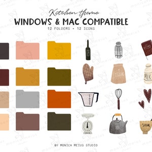 Creative Desktop wallpaper organizer, MacBook Folder icons, mac windows hand drawn kitchen wallpaper, windows organizer image 2