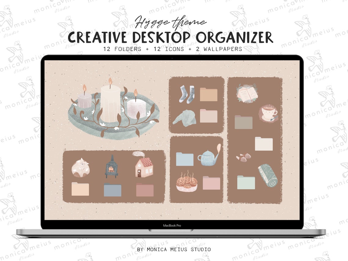 Hygge Desktop Wallpaper Organizer, MacBook Folder Icons, Mac Windows ...