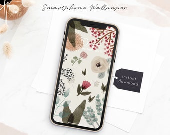 Botanical iPhone Wallpaper, floral smartphone Wallpaper,  phone background, Mobile Phone Wallpaper, iPhone background,Lock screen wallpaper