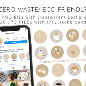 Zero Waste Instagram Story Highlight Covers - GREY eco friendly - 28 hand drawn ethical icons-Bonus Customizable Transparent PNG Icon Files image 4