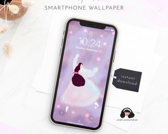 Fondo de pantalla de Dreamer iPhone, Fondo de pantalla de la mujer del universo rosa púrpura, fondo de teléfono, fondo de iPhone celestial, fondo de pantalla de bloqueo
