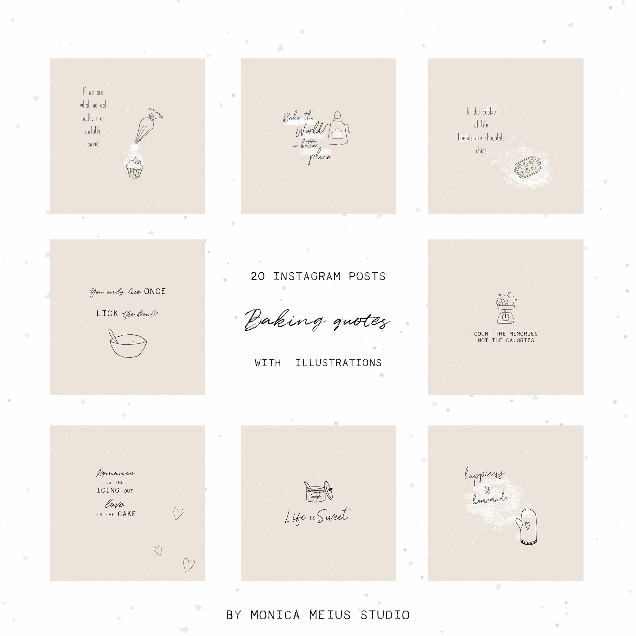 Bakery Instagram Posts Baking Quotes Hand Drawn Baking Etsy