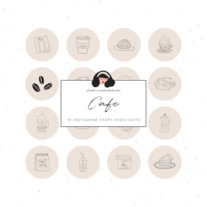 Cafe Instagram Story Highlight Icons- Bakery Highlight Covers |Coffee Shop, cappuccino, bakery, boulangerie hand drawn icons