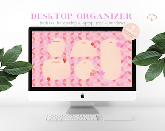 Desktop Wallpaper Organizer / rosa retro floral emprendedores estudiantes mac windows blogger pantalla estética