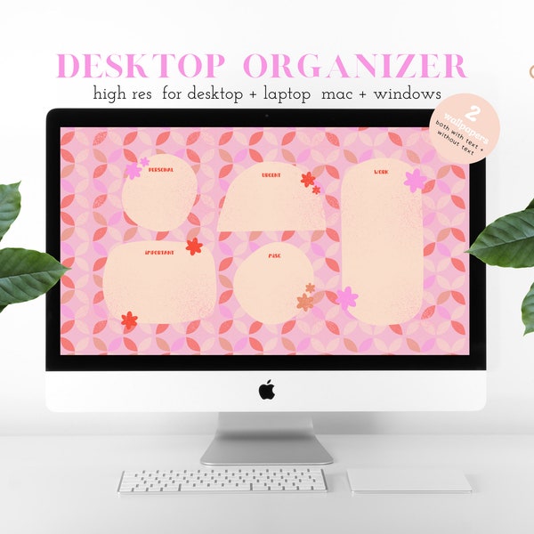 Desktop Wallpaper Organizer | pink retro floral entrepreneurs students mac windows computer blogger aesthetic wallpaper