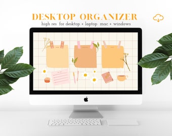 Desktop Wallpaper Organizer | Peachy sunny  student mac windows computer blogger aesthetic wallpaper