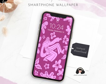 Sfondo viola per iPhone degli anni '70, sfondo per smartphone Hippie Girl, sfondo del telefono, sfondo del telefono cellulare, sfondo dell'iPhone