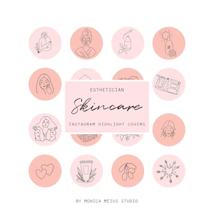 Instagram Story Highlight Icons - Skincare highlight covers, Esthetician Instagram icons, Social Media Icons, pink blush instagram