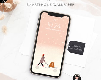 Winter iPhone Wallpaper, christmas smartphone Wallpaper, snowing snowflakes phone background, iPhone background, Lock screen wallpaper