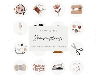 Instagram Story Highlight Icons  20 sewing craft clip art tailor seamstress covers iOS 14 app icons pack blog branding kit