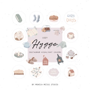 Hygge Instagram Story Highlight Icons - Cottagecore icons, Cozy winter illustrations, Social Media Icons, iOS 14 app icons, blog branding