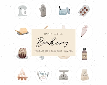 Bakery Instagram Story Highlight Icons  Baking watercolor neutral clipart baker blog branding kit social media Icons iPhone iOS 14 app icon