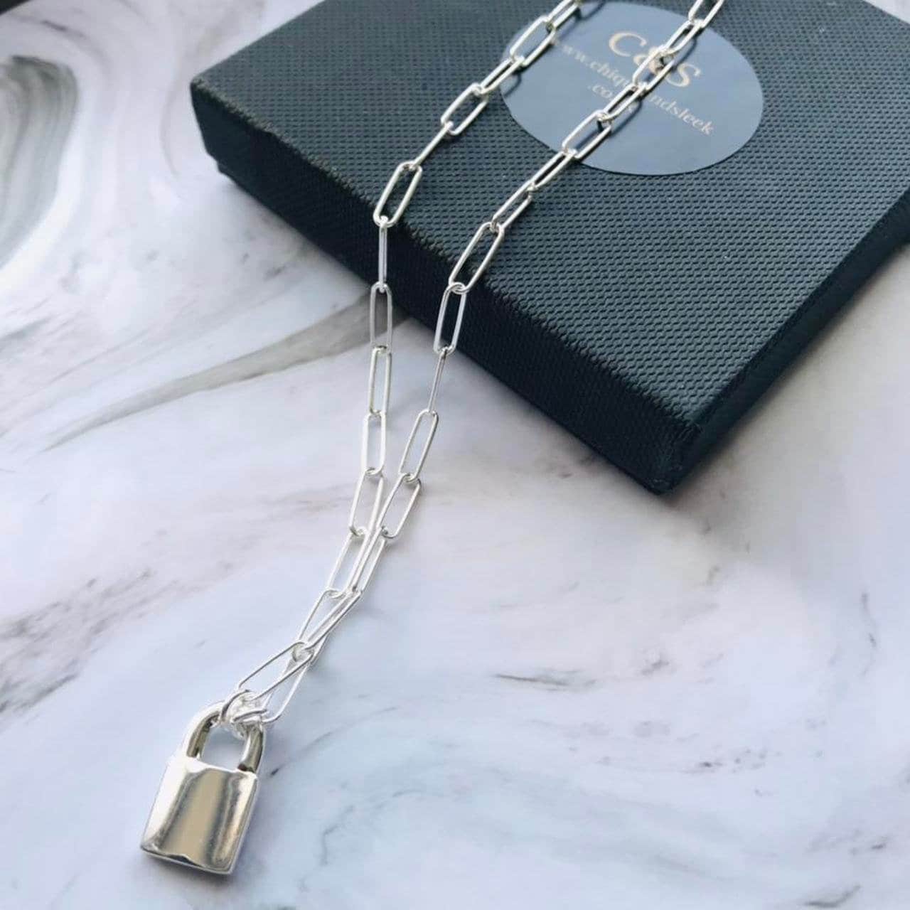 ピンズ・ピンバッジ・缶バッジ Padlock Necklace (SILVER) CHUNKY SILVER PADLOCK NECKLACE – Vicious Punx