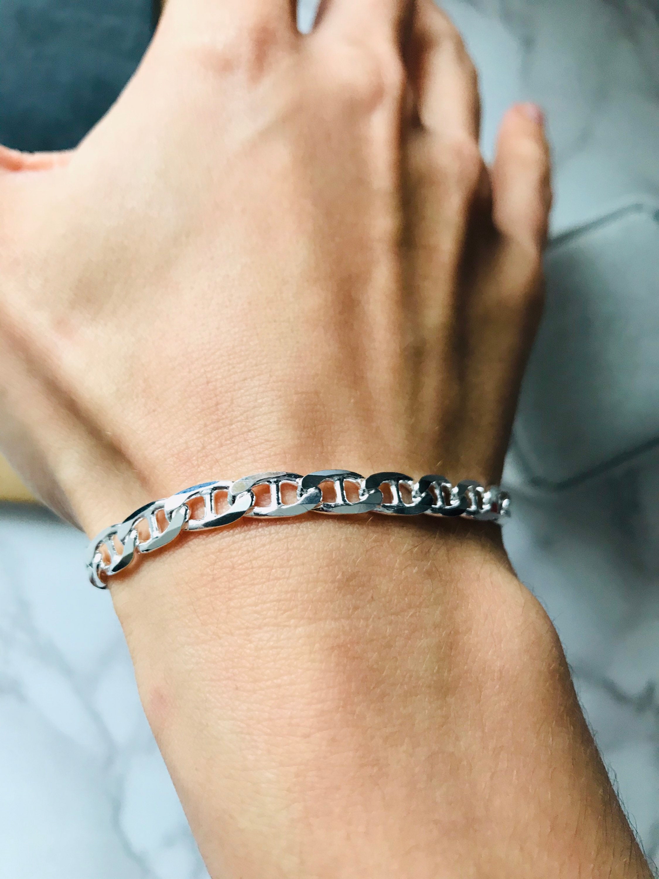 Popular Style Sterling Silver Anchor Chain Bracelet for Men - Etsy