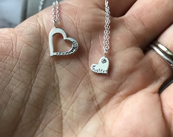 Mother Daughter Heart Necklace - Etsy UK
