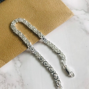 925 sterling silver Byzantine link chain bracelet for men