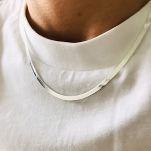 Sterling silver flat herringbone chain necklace 18 inches Necklace for men