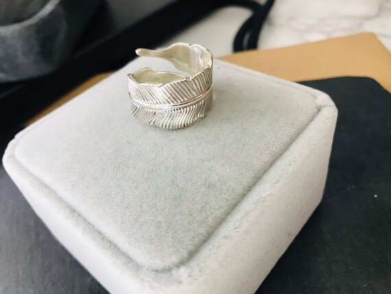 Anello Regolabile Con Piuma Fatto A Mano In Argento Sterling 925 - Foto 13