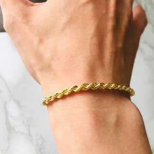 Real 9karat Gold Rope Chain Bracelet for Men Etsy Ireland