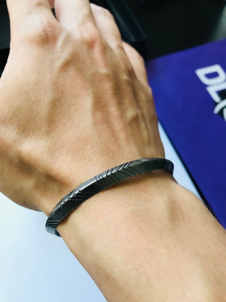 Silver Geometric Shape Cuff Open Bangle Adjustable Bracelet for men