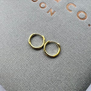 Yellow Gold over Sterling Silver Hinged Hoop earrings in solid sterling silver 12mm small hoop