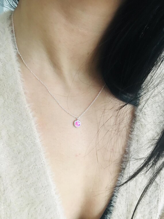 Simple Round Opal Necklace Single Dainty Opal Necklace 925 Sterling Silver Chain Delicate Everyday Necklace Etsy Canada