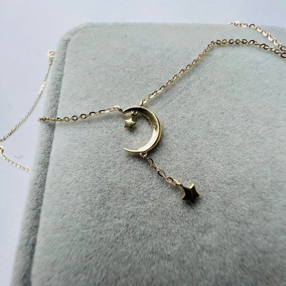 9ct gold moon necklace clearance