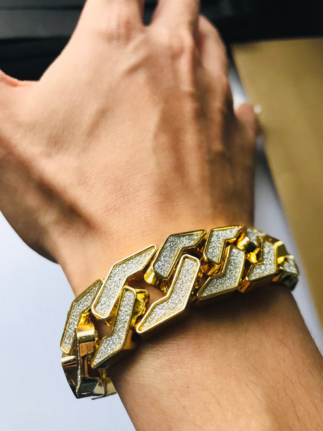 Buy KRYSTALZ Iced Out Cuban Bracelet Bling Zirconia Cuban Miami Link  Jewelry for Men Women Hip Hop Bracelets Jewelry (Gold) at Amazon.in