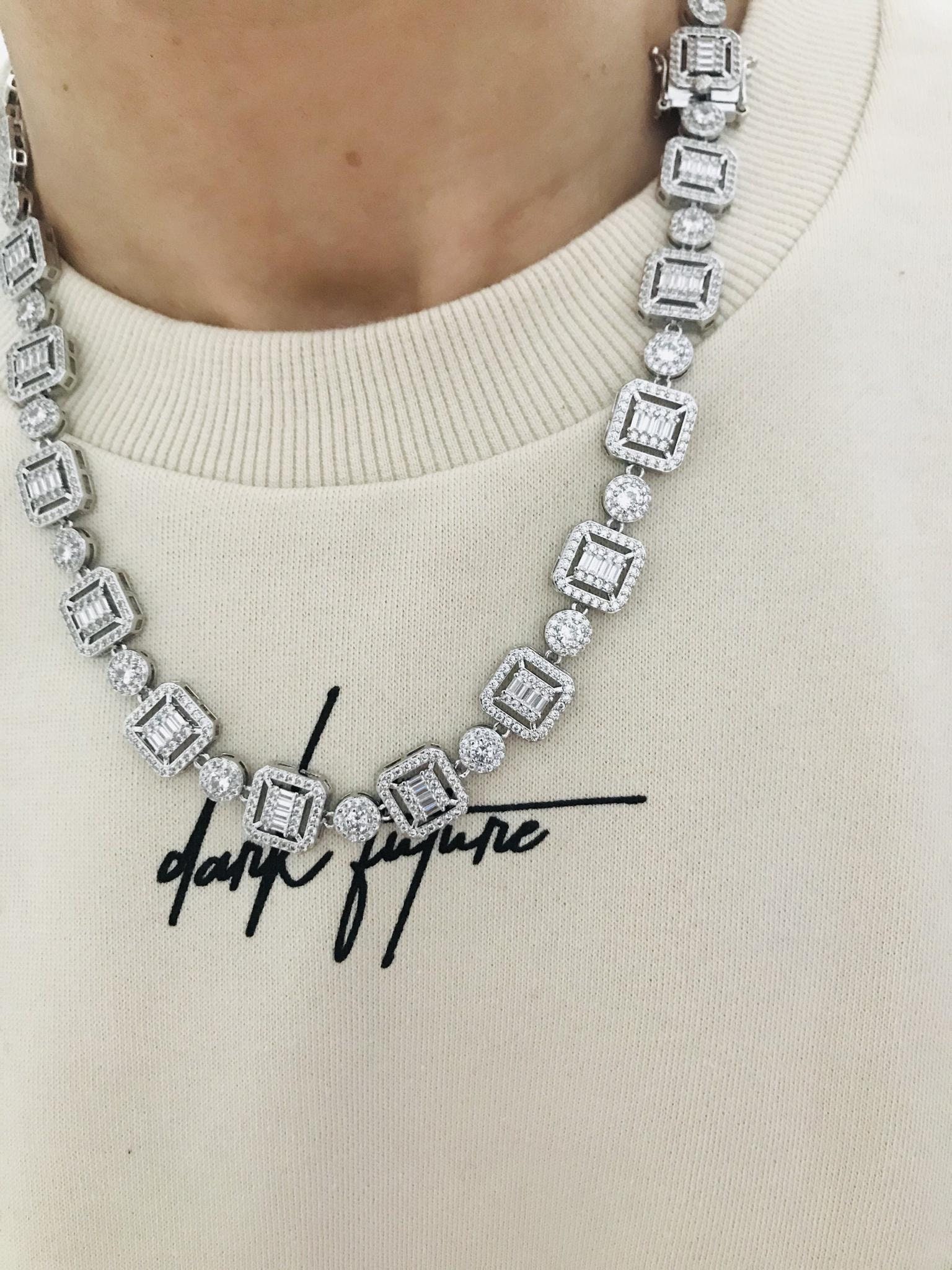 10mm gruppiert TennisKette Weißgold Finish klassisches Etsy