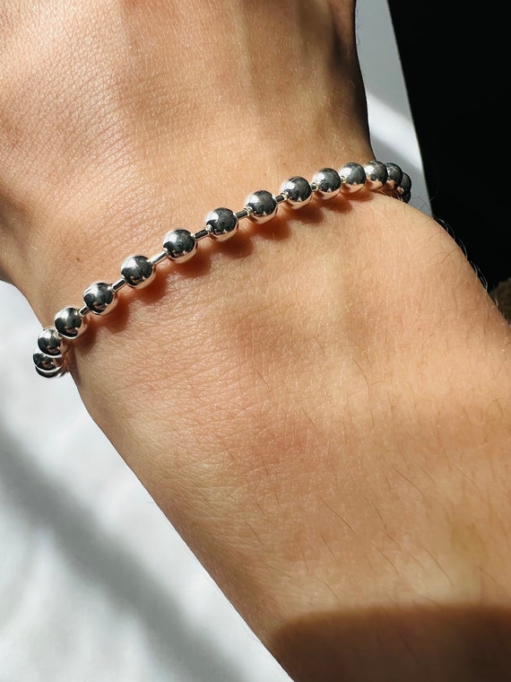 3mm Sterling Silver Bead Ball Chain Bracelet or Necklace, Oxidized or  Shiny, Made to Order Lengths, Unisex Silver Chain - Etsy