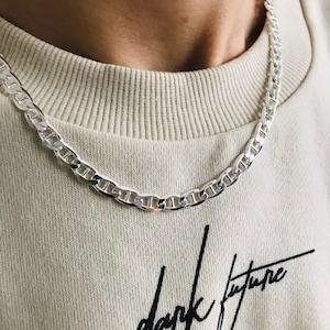 Popular style Sterling Silver Flat mariner Anchor Link Chain Short necklace for men 20inch