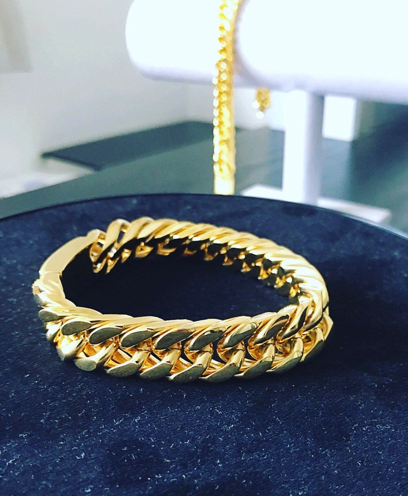Curb Link Bracelet Men/'s 316L Stainless Steel Chunky Gold Cuban Chain Bracelet