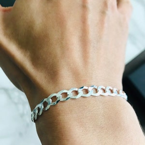 Herren Chunky Cuban Diamond Cut für extra bling Kettenarmband in 925 Sterling Silber