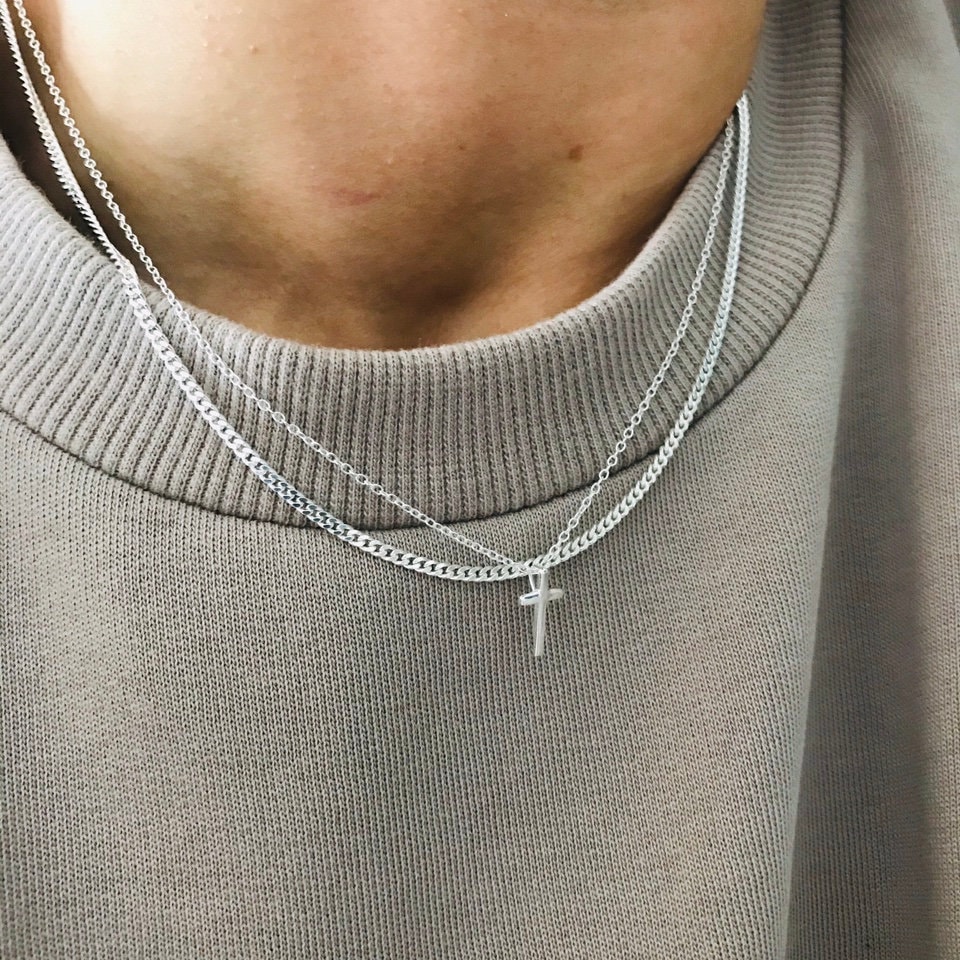 925 Sterling Silver Plate Small Mini Plain Smooth Cross Pendant Necklace 18gift Mens Necklace Etsy Canada