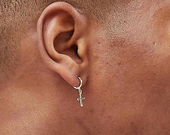 Small hanging cross clearance earring