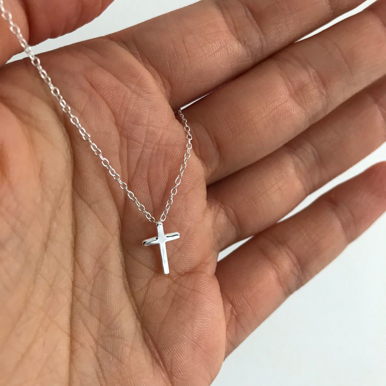 925 Sterling Silver Plate Small Mini Plain Smooth Cross Pendant