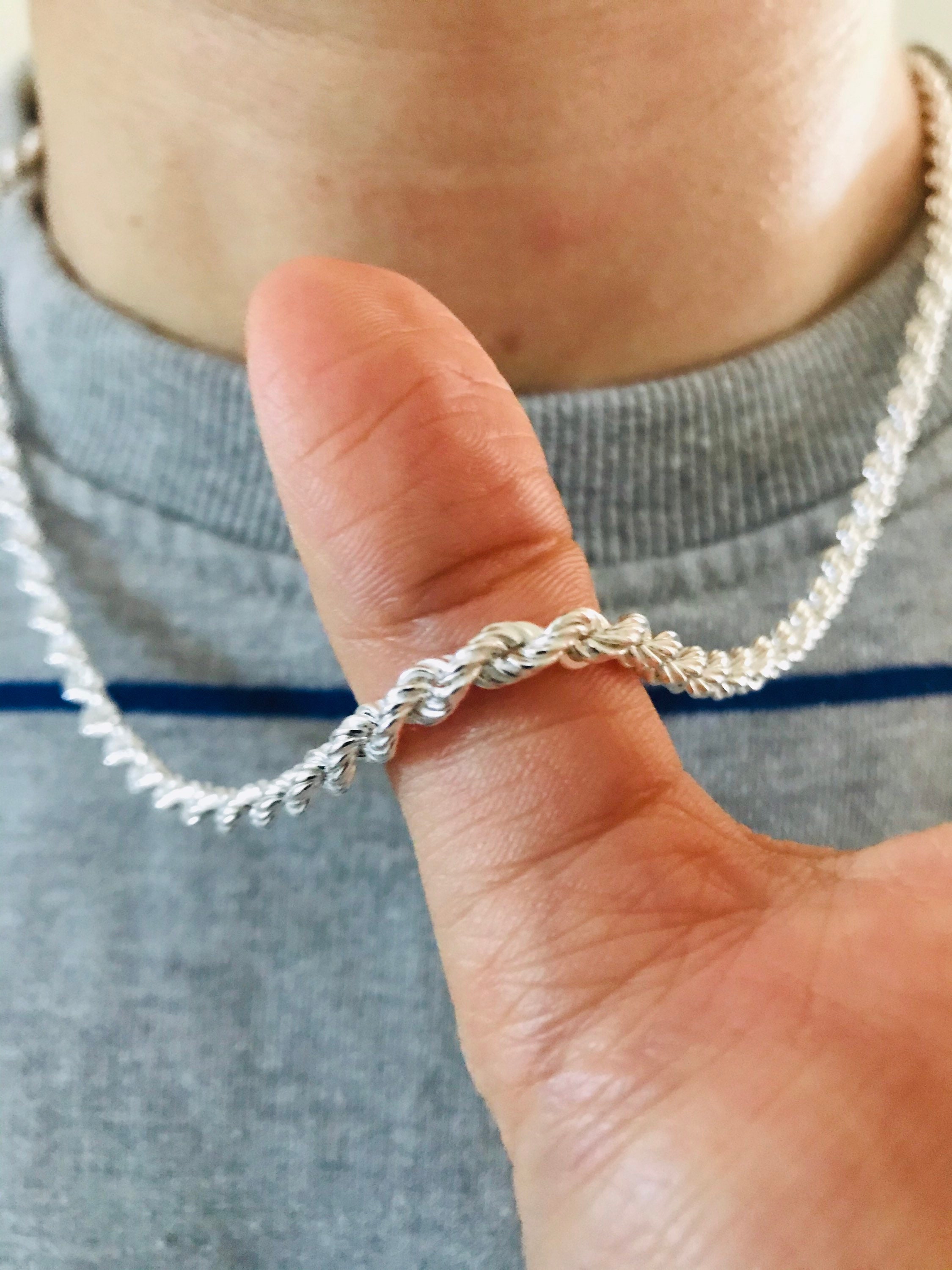 Mens diamond deals rope necklace