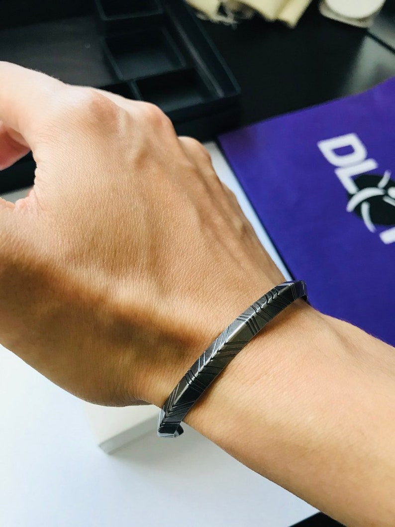 Silver Geometric Shape Cuff Open Bangle Adjustable Bracelet for men